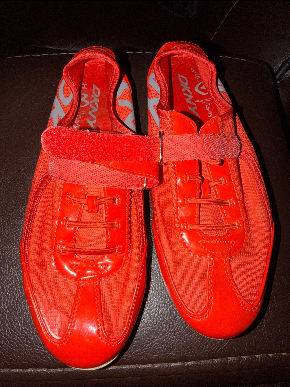 DKNY Men’s Bright Red Velcro Strap Sneakers